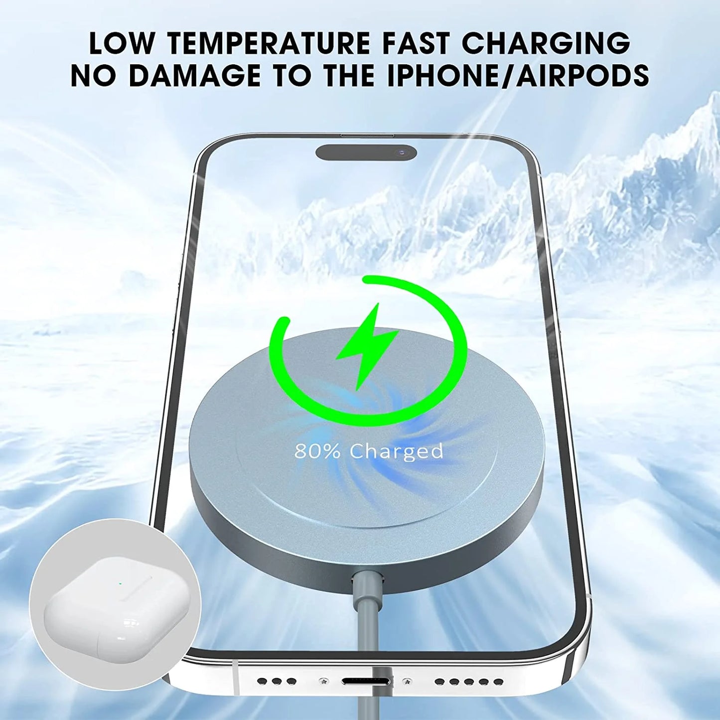 ALT text: MagSafe compatible magnetic wireless charger close-up